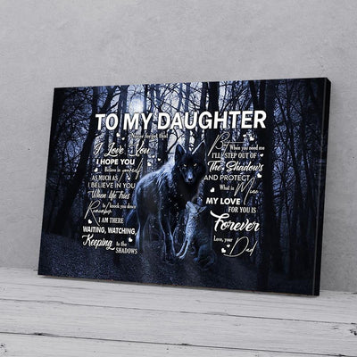 BigProStore Best Canvas Prints To My Daughter Never Forget That I Love You Dad Wolf Horizontalcanvas Wall Art Beautiful Wall Canvas 24" x 16" Canvas