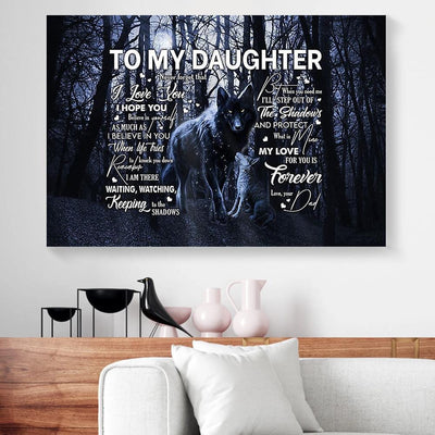 BigProStore Best Canvas Prints To My Daughter Never Forget That I Love You Dad Wolf Horizontalcanvas Wall Art Beautiful Wall Canvas 18" x 12" Canvas