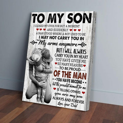 BigProStore Custom Canvas Prints To My Son Closed My Eyes For But A Moment Dad Vertical Canvas Wall Art Stunning  Ready To Hang Canvas Wall Art 16" x 24" Canvas