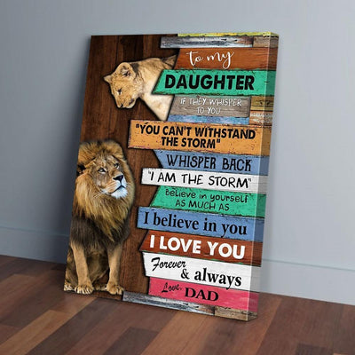 BigProStore Canvas Prints To My Daughter If They Whisper To You Dad Lion Vertical Canvas Wall Art Glamorous Wall Decals 16" x 24" Canvas