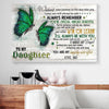 BigProStore Canvas Painting To My Daughter Wherever Your Journey In Life May Take You Dad Butterfly Horizontal Canvas Wall Art Elegant Bedroom Wall Art 24" x 16" Canvas