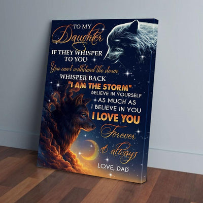 BigProStore Canvas Prints To My Daughter Life Is Filled With A Hard Time Dad Wolf Vertical Canvas Wall Art Glamorous Bedroom Wall Decor 16" x 24" Canvas