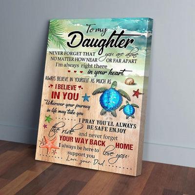 BigProStore Canvas Wall Art To My Daughter Never Forget That You Are Alone Dad Turtle Vertical Canvas Wall Art Elegant Digital Prints 16" x 24" Canvas