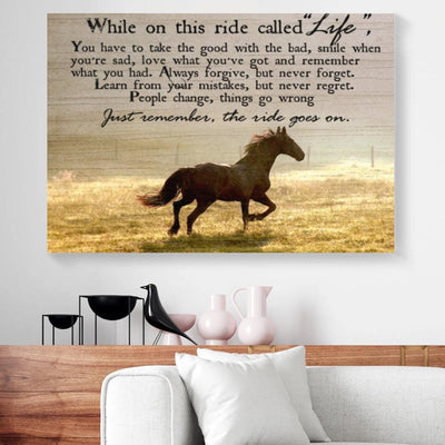 BigProStore Canvas Prints While On This Ride Called Life Horse Horizontal Canvas Wall Art Elegant Dorm Room Canvas 18" x 12" Canvas