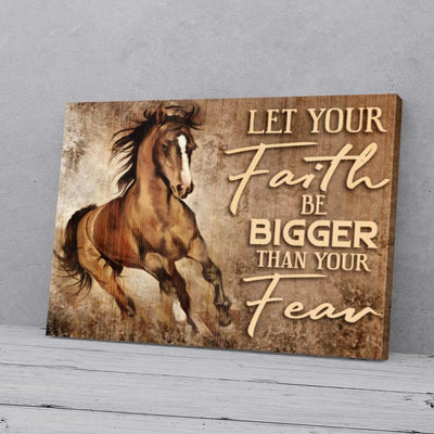 BigProStore Canvas Wall Art Let Your Faith Be Bigger Than Your Fear Horse Horizontal Canvas Wall Art Stunning  Ready To Hang Canvas Wall Art 24" x 16" Canvas