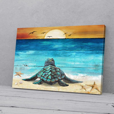 BigProStore Canvas Painting Turtle Ocean Horizontal Canvas Wall Art Appealing Canvas Wall Art 24" x 16" Canvas