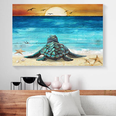 BigProStore Canvas Painting Turtle Ocean Horizontal Canvas Wall Art Appealing Canvas Wall Art 18" x 12" Canvas