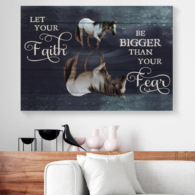 BigProStore Best Canvas Prints Let Your Faith Be Bigger Than Your Fear White Horse Horizontal Canvas Wall Art Alluring Wall Canvas 18" x 12" Canvas