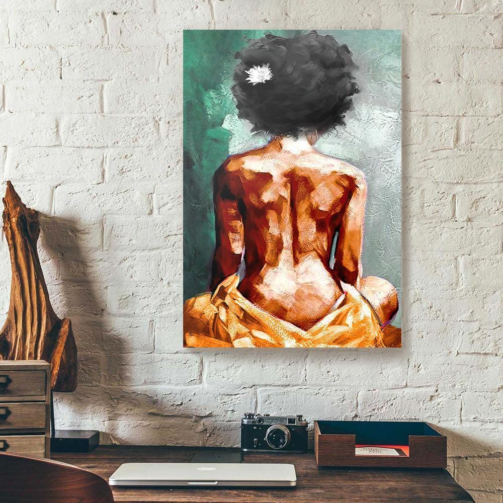 Hand painted art canvas 16x20 SEXY WOMAN Acrylic painting Black