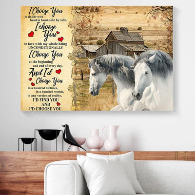 BigProStore Best Canvas Prints I Choose You To Do Life With Hand In Hand Andalusian Horse Horizontal Canvas Wall Art Attractive Dorm Room Canvas 18" x 12" Canvas