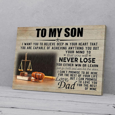 BigProStore Custom Canvas Art To My Son I Want You To Believe Deep In Your Heart Dad Lawyer Horizontal Canvas Wall Art Glamorous Dorm Room Canvas 24" x 16" Canvas