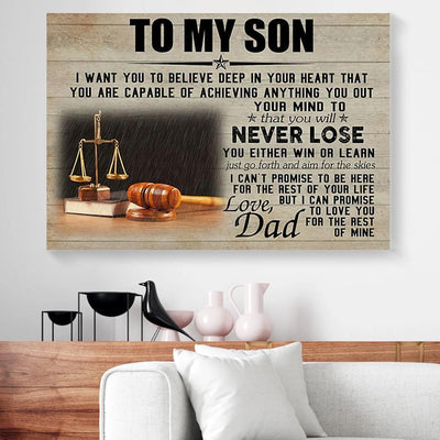 BigProStore Custom Canvas Art To My Son I Want You To Believe Deep In Your Heart Dad Lawyer Horizontal Canvas Wall Art Glamorous Dorm Room Canvas 18" x 12" Canvas