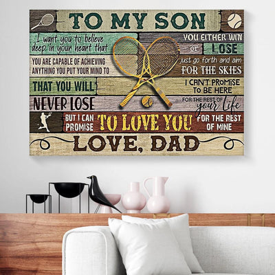 BigProStore Canvas Wall Art To My Son You Will Never Lose Tennis Dad Horizontal Canvas Wall Art Delightful Wall Art Designs 18" x 12" Canvas