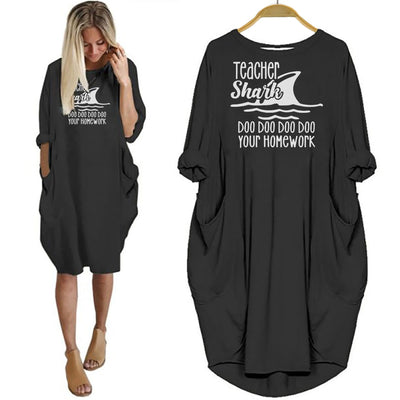 BigProStore Teacher Shark Doo Doo Your Homework Women Summer Dress Black / S Women Dress