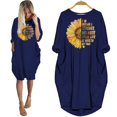 BigProStore Teacher Shirt I Became A Teacher Women Summer Dress Navy Blue / S Women Dress