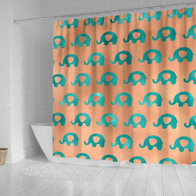 BigProStore Elephant Shower Curtain Teal Emerald Copper Rose Animals Baby Elephants Bathroom Decor Shower Curtain