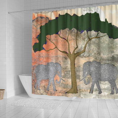 BigProStore Elephant Themed Shower Curtains The Meeting Place Custom Bathroom Wall Decor Ideas Shower Curtain