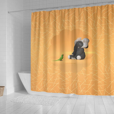 BigProStore Shower Curtains Elephant The Parrot Meets A Stuffed Elephant Bathroom Decor Sets Shower Curtain