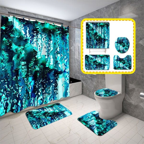 Cemre Geometric Tiles Bathroom Accessory 5 Piece Set, Bath Decor Set