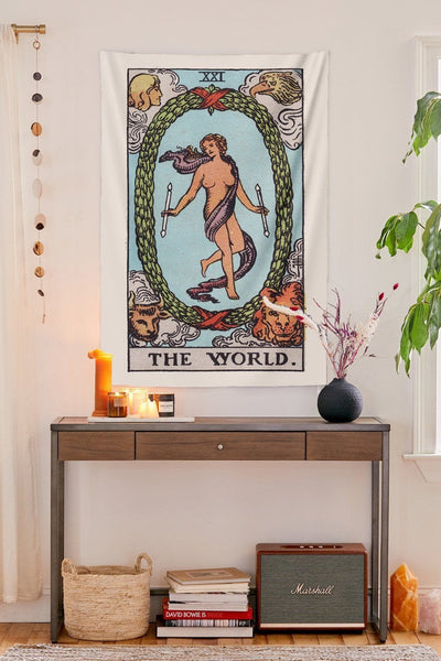 BigProStore Tarot Cards Tapestry The World Hand Made Wall Hanging Tapestries Tarot Tapestry
