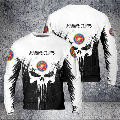 BigProStore USMC Hoodie Mens Womens All Over Print US Marine Corps Shirt Pullover Hooded Sweatshirt BPS193 AOP Sweatshirt / S 3D Printed Shirt