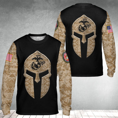 BigProStore USMC Hoodie Mens Womens All Over Print US Marine Corps Shirt Pullover Hooded Sweatshirt BPS660 AOP Long Sleeve Shirt / S 3D Printed Shirt