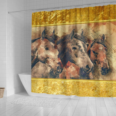 BigProStore Strong Animal Shower Curtain Beautiful Thoroughbred Horses Running In A Field Shower Curtain Bathroom Accessories Set Horse Shower Curtain / Small (165x180cm | 65x72in) Horse Shower Curtain