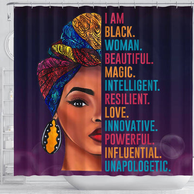 BigProStore Trendy Afro Girl I Am Black Beautiful Magic Intelligent Woman Afrocentric Shower Curtains African Style Designs BPS020 Shower Curtain