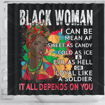 BigProStore Trendy Black Woman It All Depends On You Funny Shower Curtains African American Afro Bathroom Decor BPS101 Shower Curtain