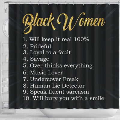 BigProStore Trendy Black Women Facts Funny African American Themed Shower Curtains African Bathroom Decor BPS123 Shower Curtain