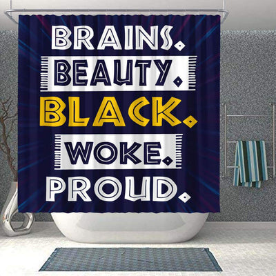 BigProStore Trendy Brains Beauty Black Woke Proud Afro American Shower Curtains Afrocentric Bathroom Decor BPS105 Shower Curtain