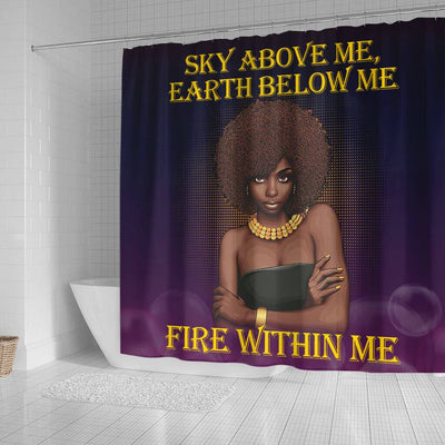 BigProStore Trendy Sky Above Me Earth Below Me Fire Within Me Afro Girl Afrocentric Shower Curtains Afro Bathroom Accessories BPS207 Small (165x180cm | 65x72in) Shower Curtain