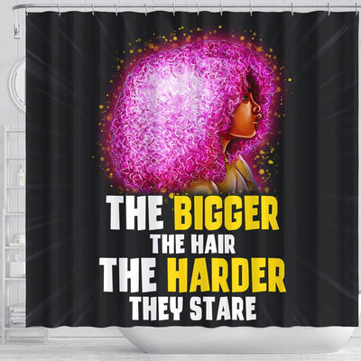 BigProStore Trendy The Bigger The Hair The Harder They Stare Black History Shower Curtains Afrocentric Bathroom Decor BPS218 Shower Curtain