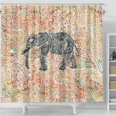 BigProStore Elephant Shower Curtain Sets Tribal Paisley Elephant Colorful Henna Pattern Bathroom Sets Shower Curtain / Small (165x180cm | 65x72in) Shower Curtain