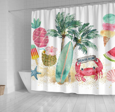 BigProStore Bathroom Curtain Tropical Beach Surf Palm Trees Shower Curtain Bathroom Decor Hawaii Shower Curtain