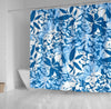 BigProStore Shower Curtain Decor Tropical Distressed Blue Floral Shower Curtain Bathroom Wall Decor Ideas Hawaii Shower Curtain