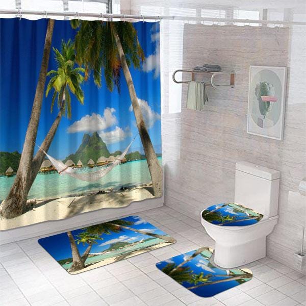 Bathroom Sets Tropical Paradise With Hammock Shower Curtain Small