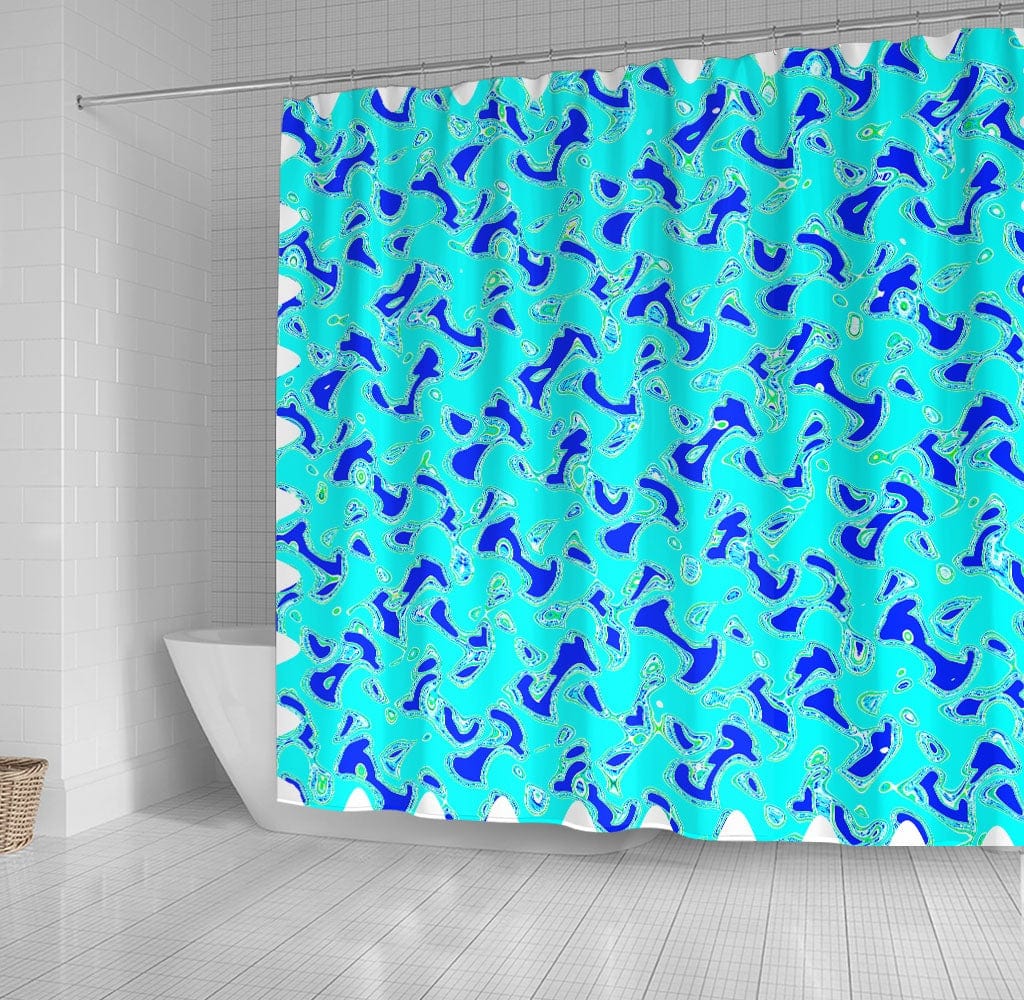 Turquoise Bath Curtain Blue Abstract Designer Shower Bigpro