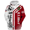 BigProStore Us Military Clothing U.S.Army White Red USA Army Hoodie - Sweatshirt - Tshirt - Zip Hoodie Hoodie / S
