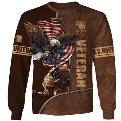 BigProStore US NAVY Clothing U.S.Navy Ego Brown USA Army Hoodie - Sweatshirt - Tshirt - Zip Hoodie Sweatshirt / S