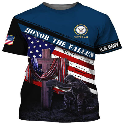 BigProStore Men'S Navy Apparel & Gifts U.S.Navy Honor The Fallen USA Army Hoodie - Sweatshirt - Tshirt - Zip Hoodie T-shirt / S
