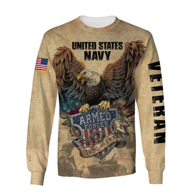BigProStore US NAVY Military Clothing U.S.Navy Strong And Free USA Army Hoodie - Sweatshirt - Tshirt - Zip Hoodie Sweatshirt / S
