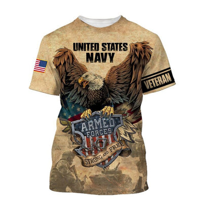 BigProStore US NAVY Military Clothing U.S.Navy Strong And Free USA Army Hoodie - Sweatshirt - Tshirt - Zip Hoodie T-shirt / S