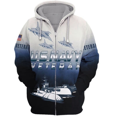 BigProStore Men'S Navy Apparel & Gifts U.S.Navy Veteran Dark Blue USA Army Hoodie - Sweatshirt - Tshirt - Zip Hoodie Zip Hoodie / S