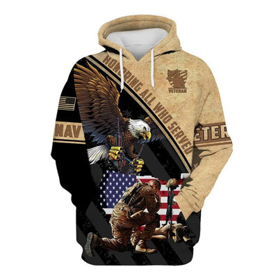BigProStore Navy Veteran Apparel U.S Navy Honoring All Who Served USA Army Hoodie - Sweatshirt - Tshirt - Zip Hoodie Hoodie / S