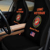 BigProStore Marine Auto Seat Covers USMC Veteran Marine Corps Black Car Seat Cover Set Polyester Microfiber Fabric Set Of 2 USMC car seat cover