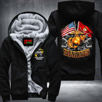 BigProStore USMC Fleece Hoodie Shirt Marine Corps Fleece Hoodie BPS845 Black / S Fleece Hoodie