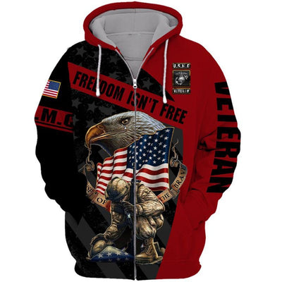 BigProStore Men'S Marine Corps Apparel & Gifts Usmc Freedom Is Not Free Usa Army Hoodie - Sweatshirt - Tshirt - Zip Hoodie Zip Hoodie / S