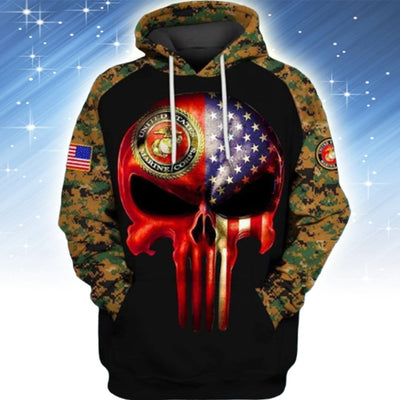 BigProStore USMC Hoodie Mens Womens All Over Print US Marine Corps Shirt Pullover Hooded Sweatshirt BPS136 3D Printed Hoodie / S 3D Printed Shirt