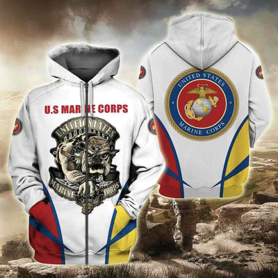 BigProStore USMC Hoodie Mens Womens All Over Print US Marine Corps Shirt Pullover Hooded Sweatshirt BPS641 3D Printed Zipped Hoodie / S 3D Printed Shirt